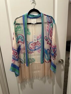 Johnny Was Multicolor Sunset fringe Kimono